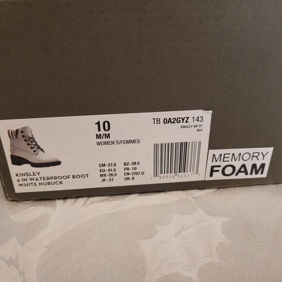 🎉NIB 🎉Timberland Kinsley 6 Inch Waterproof Boot White Nubuck - Picture 6 of 9